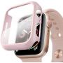 pzoz Compatible Apple Watch Series 5 / Series 4 Case with Screen Protector 44mm Accessories Slim Guard Thin Bumper Full Coverage Matte Hard Cover Defense Edge for Women Men New Gen GPS iWatch (Pink)