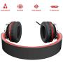 Elecder i39 Headphones with Microphone Foldable Lightweight Adjustable On Ear Headsets with 3.5mm Jack for iPad Cellphones Computer MP3/4 Kindle Airplane School Red/Black