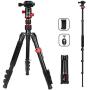 ZOMEi M5 Camera Tripod Lightweight Travel Tripod Monopod 2 in 1 Portable Camera Tripod Stand with 360 Degree Ball Head, Remote Bluetooth and Phone Clip for Cameras, Smartphone