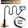 Cell Phone Clip On Stand Holder with Grip Flexible Long Arm Gooseneck Bracket Mount Clamp Compatible with iPhone X/8/7/6/6S Plus Samsung S8/S7, Used for Bed, Desktop, Black