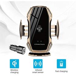 Wirelsss Car Charger,QI Fast Charging Air Vent Holder Auto-Clamping Smart Sensor Phone Holder for Car Compatible with iPhone 11/11 Pro/11 Pro Max/Xs/XR/X/8/8+,Samsung S10/S10+/S9/S9+