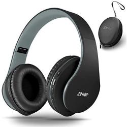 Bluetooth Headphones Over-Ear, Zihnic Foldable Wireless and Wired Stereo Headset Micro SD/TF, FM for Cell Phone,PC,Soft Earmuffs &Light Weight for Prolonged Waring(Black/Gray)