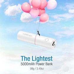 POWERADD EnergyCell 5000 High-Speed Charging Portable Charger, The Lightest 5000mAh Slim Power Bank with 2.4A Output, for iPhone 11 XS X 8 Plus Samsung S10 Google LG iPad and More（White）