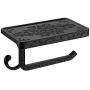 Delysia King Toilet Paper Holder Stand with Phone Shelf,Anti-Rust Aluminum Tissue Roll Dispenser Storage Wall Mounted (Black)