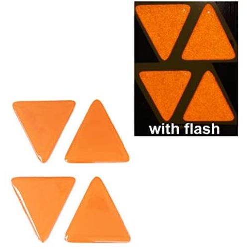 Domed Orange Tri Angle Reflective Decals Triangle Glitter Safety Reflector Night Gloss 3D Gel Rear Resin Motorcycle Sticker Badge Reflector Bike Bicycle Car Helmet Trunk Tailgate Self Adhesive Decal Mobile Phone Laptop Notebook Mac