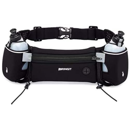 Running Hydration Belt with Water Bottles (2x 10oz), Fuel Belt Fits Iphone 6s Plus for Running, Race, Marathon, Hiking, Adjustable Waist Hydration Pack, Men & Women Runners Belt