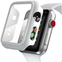 pzoz Compatible Apple Watch Series 2 / Series 3 Case with Screen Protector 42mm Accessories Slim Guard Thin Bumper Full Coverage Matte Hard Cover Defense Edge for Women Men New Gen GPS iWatch (White)