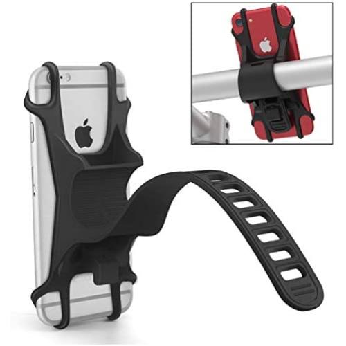 Phone Holder for Bike, Silicone Universal Bike Phone Mount, for Motorcycle Phone Holder Mountain Bike Accessories Fits for iPhone 11 Pro Max/XR/XS Max/8/7/ 6/6s Plus, Galaxy S20/S9, 4.0"-6.5" Phones