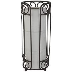 Home Basics TH10661 Scroll Collection Bath Tissue Reserve, Toilet Paper Roll Holder and Organizer, Bathroom Storage, Sturdy Coated Steel, Bronze