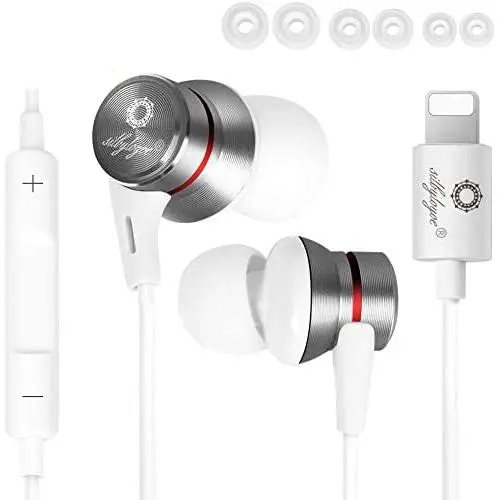 iPhone Headphones for iPhone Earbuds for iPhone,in-Ear Lightning Headphones silbyloyoe, MFi Certified Lightning Earbuds with Mic Controller Compatible iPhone 11/11 Pro, X/XS Max/XR,7/8/ Plus(White) iPhone Headphones for iPhone Earbuds for iPhone,in-Ear Lightning Headphones silbyloyoe, MFi Certified Lightning Earbuds with Mic Controller Compatible iPhone 11/11 Pro, X/XS Max/XR,7/8/ Plus(White)