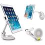 Grip Tight iPad Suction Cup Holder Fits 4-11” Display, Swivel Sticky Tablet Phone Stand Pad to Mount Smartphone, iPhone 5 6 7 iPad Mini, Cell on Smooth Surface Desk Countertop Mirror Car Truck Window