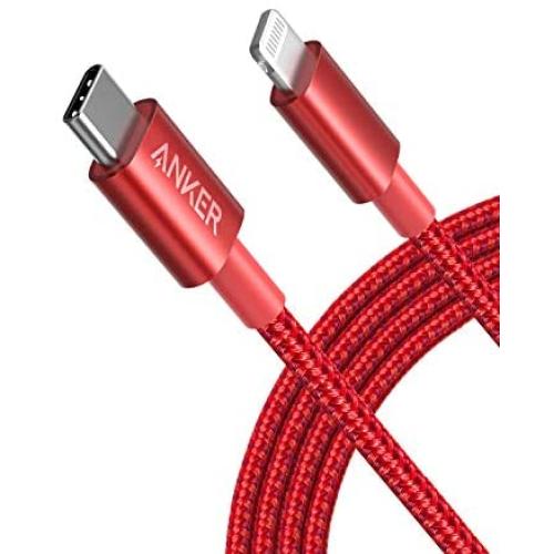 USB C to Lightning Cable, Anker New Nylon USB-C to Lightning Charging Cord for [6ft Apple MFi Certified] for iPhone 11 Pro/X/XS/XR / 8 Plus/AirPods Pro, Supports Power Delivery (Red)