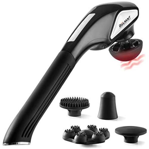 Cordless Percussion Handheld Back Massager - Heated Deep Tissue Body Massage for Muscle Pain Relief - Portable & Rechargeable