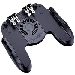 Boliaman Gaming Grip with Portable Charger Cooling Fan,for PUBG Mobile Controller Mobile Game Trigger Joystick for 4-6.5" Phone