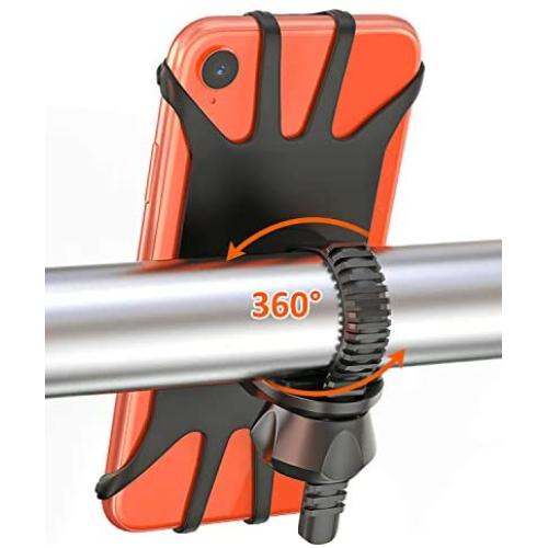 Bovon Bike Phone Mount, 360°Rotatable Adjustable Universal Silicone Motorcycle Phone Mount Bicycle GPS Units Holder, Compatible with iPhone 11 Pro Max/X/XS MAX/XR/8/8 Plus, Samsung S20/S10/S10e