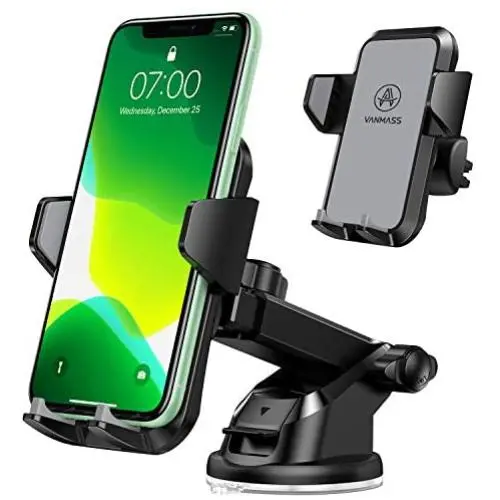 VANMASS Car Phone Mount, Universal Cell Phone Holder for Car Dashboard, Windshield, Air Vent with One-Click Release Button, Compatible with iPhone, Samsung, Google, LG, HTC & More Smartphone VANMASS Car Phone Mount, Universal Cell Phone Holder for Car Dashboard, Windshield, Air Vent with One-Click Release Button, Compatible with iPhone, Samsung, Google, LG, HTC & More Smartphone
