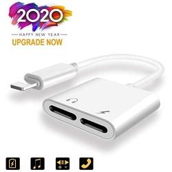 Headphones Adapter for iPhone 11 Headphone Splitter Audio Dual Adapter for iPhone Earphone Dongle for iPhone 8/7/X/XR/SE 2020 Audio & Charger & Call & Remote Control Support All iOS System