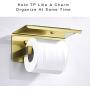 Marmolux Acc Toilet Paper Cell Phone Holder SUS304 Stainless Steel Modern Tissue Paper Towel Holder Plus Mobile Phone Storage Shelf Brushed Gold