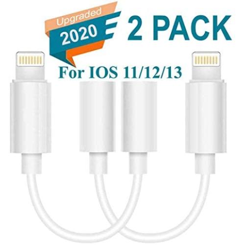 [Apple MFi Certified] 2 Pack iPhone 3.5 mm Headphone Jack Adapter, Lightning to 3.5mm aux Audio Jack Adapter Headphone for iPhone 8, Compatible for iPhone 11/11 Pro/XR/XS Max/X/8/7, Support iOS 13