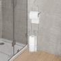 Tangkula Toilet Paper Holder Stand, Chrome Finish and Iron Framework, No Assembly Required, Free Standing Toilet Paper Roll Holder with Dispenser for Bathroom Storage (Silver)