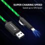 [Apple MFi Certified] Foxnovo Led iPhone Charger Cable, 2-in-1 Led Lightning Cable with 360° Flowing Light for iPhone 11/11 Pro/Max/XS/XR/X/8/8 Plus/7/7 Plus/6/6 Plus/5s/5s Plus/Android (Green), 3.3FT