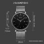 BUREI Mens Fashion Minimalist Wrist Watch Analog Date with Stainless Steel Mesh Band