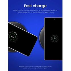 Samsung Qi Certified Fast Charge Wireless Charger Pad (2019 Edition) with Cooling Fan for Galaxy Phones, Watches and Apple Iphone Devices - US Version