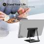 Cell Phone Stand, Adjustable Phone Holder,Aluminum Alloy Fully Foldable Dock Cradle for Desktop,Compatible with All Android Smartphone,Mobile Phone 11 Pro XS Max Xr,Switch Tablets 7-10" (Black)
