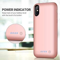 Trswyop Battery Case for iPhone Xs Max, 7800mAh Portable Charging Case for iPhone Xs Max Rechargeable External Battery Pack Extended Battery Protective Charger Case(6.5 inch)-Rose Gold