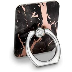 Velvet Caviar Cell Phone Ring Holder - Finger Ring & Stand - Improves Phone Grip Compatible with iPhone, Galaxy and Most Cases (Except Silicone/Leather) - Black Marble Rose Gold