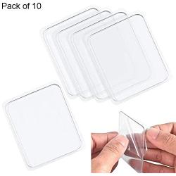 Ywhomal Traceless Super Sticky Gel Pads Anti-Slip Double Sided Gripping Pads for Auto Car Home Cell Phone Glass Photo Holder with Easy Remove Washable Reusable Design Pack of 10 (Transparent)