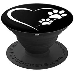 Paw Print Dog Paw Cute Dog Love Heart White Black Dog PopSockets Grip and Stand for Phones and Tablets