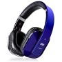 August EP650 Bluetooth Wireless Over Ear Headphones with aptX LL Low Latency/Multipoint/NFC / 3.5mm Audio in/Headset Microphone - Blue