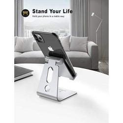 Adjustable Cell Phone Stand, Lamicall Phone Stand : [UPDATE VERSION] Cradle, Dock, Holder Suitable to Switch, iPhone 8 X 7 6 6s Plus 5 5s 5c charging, Accessories Desk, all Android Smartphone - Silver