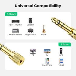 UGREEN 6.35mm (1/4 inch) Male to 3.5mm (1/8 inch) Female Stereo Audio Adapter Gold Plated, 2 Pack