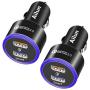 Ailun Fast Car Charger Qualcomm Quick Charge 3.0 Adapter 2Pack Dual USB Port 35W for iPhone 11/11 Pro/11 Pro Max/X Xs XR Xs Max Galaxy s20, s20+ S20Ultra s10 S9 Note 10 Black