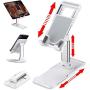 Foldable Cell Phone Stand for Desk - Angle Height Adjustable Desktop Phone Stand for iPhone 11 10 Pro X Xr Xs Max 7 8 Plus Samsung All Smartphones iPad Kindle Tablet, Extensible Holder & Heavy Base