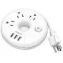 Travel Power Strip, NTONPOWER 3 Outlets 3 USB Portable Desktop Charging Station Short Extension Cord 15 inch for Office, Home, Hotels, Cruise Ship, Nightstand - White