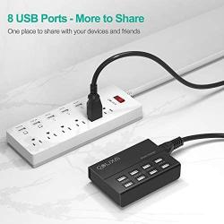 USB Charger, QOLIXM 8 Ports Charging Station (50W/10A) Multi Port USB Charger Hub Tablets & Multiple USB Devices