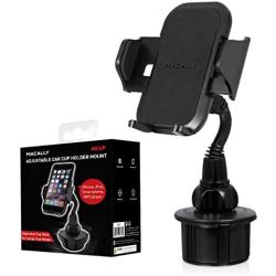 Macally Cup Phone Holder for Car Mount for Apple iPhone 11 Pro Max XS XS Max XR X 8 8+ 7 7 Plus 6s 6 5s SE, Samsung Galaxy S10 Plus S9 S8 Note, LG, Nexus, Google Pixel 3, Motorola, Smartphone (MCUP),Black