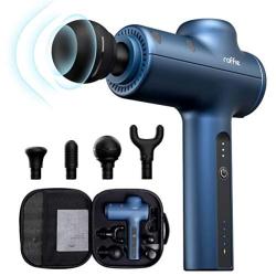 Roffie Massage Gun Muscle Neck Back Massager Deep Tissue Percussion Handheld Shoulder Massager Super Quiet Brushless Motor, 4 Massage Heads 3 Levels(Blue)