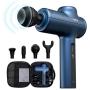 Roffie Massage Gun Muscle Neck Back Massager Deep Tissue Percussion Handheld Shoulder Massager Super Quiet Brushless Motor, 4 Massage Heads 3 Levels(Blue)