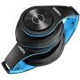 Bluetooth Headphones Wireless,Tuinyo Over Ear Stereo Wireless Headset 35H Playtime with deep bass, Soft Memory-Protein Earmuffs, Built-in Mic Wired Mode PC/Cell Phones/TV-Black/Blue