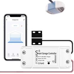 BYF Smart WiFi Garage Door Opener Remote Controller, Smartphone App Control, Compatible with Alexa, Google Assistant, and Siri, No Hub Required (White)