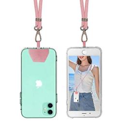 SS Phone Lanyard, Adjustable Detachable Neck Cord Lanyard Strap and Phone Safety Tether for All Phones and Case Combinations (Pink)