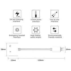 [Apple MFi Certified] Lightning to Headphone Jack Adapter, 2 in 1 iPhone Dongle Charger and 3.5mm Earphone Audio Aux Splitter Connector, Compatible with iPhone 11/11 Pro/XS/XR/X/8/7/6, iPad