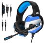 ONIKUMA Gaming Headset - Gaming Headphone for PS4, Xbox One, PC, Stereo USB Headset with Noise Cancelling Mic and LED Light, Over Ear Headphones for Mac and Nintendo Switch Games