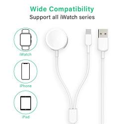 Blasses Watch Charger, 2 in 1 Magnetic Wireless Charging Cable 3.3ft Compatible with iPhone 11/11 Pro/XR/XS iWatch Charger and iWatch Series 1 2 3 4 5