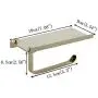 Beelee SUS 304 Stainless Steel Wall Mount Toilet Paper Holder, SUS304 Stainless Steel Bathroom Tissue Holder with Mobile Phone Storage Shelf, Golden