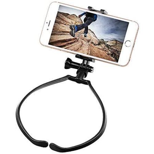 FastSun Phone Neck Holder Lazy Neck Holder Stand Universal Neck Hanging Holder Smart Phone Sport Camera Self-Timer Tool Adjustable 4-6 inch Bracket for iPhone Samsung for GoPro